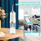Movelty Pro – Irrigador Dental Portátil con 4 Boquillas, 4 Modos de Presión, Depósito 220ml, Recargable USB, Certificado CE