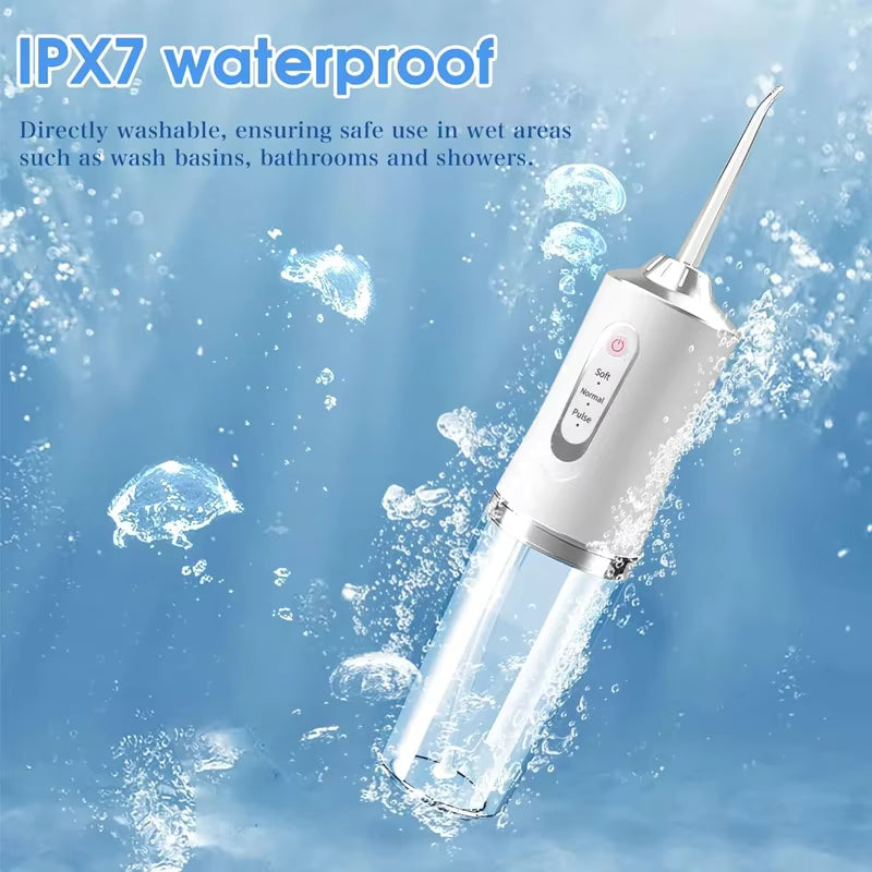 Movelty Pro – Irrigador Dental Portátil con 4 Boquillas, 4 Modos de Presión, Depósito 220ml, Recargable USB, Certificado CE