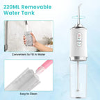 Movelty Pro – Irrigador Dental Portátil con 4 Boquillas, 4 Modos de Presión, Depósito 220ml, Recargable USB, Certificado CE